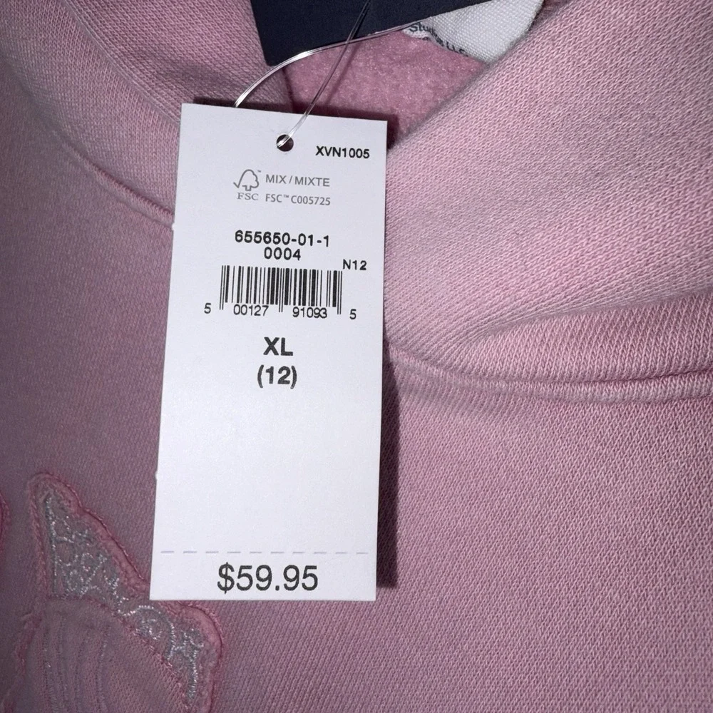 Gap X‎ Wicked Girl's VintageSoft Pink Ruffle Hoodie Sweatshirt Shirt XL 12 New